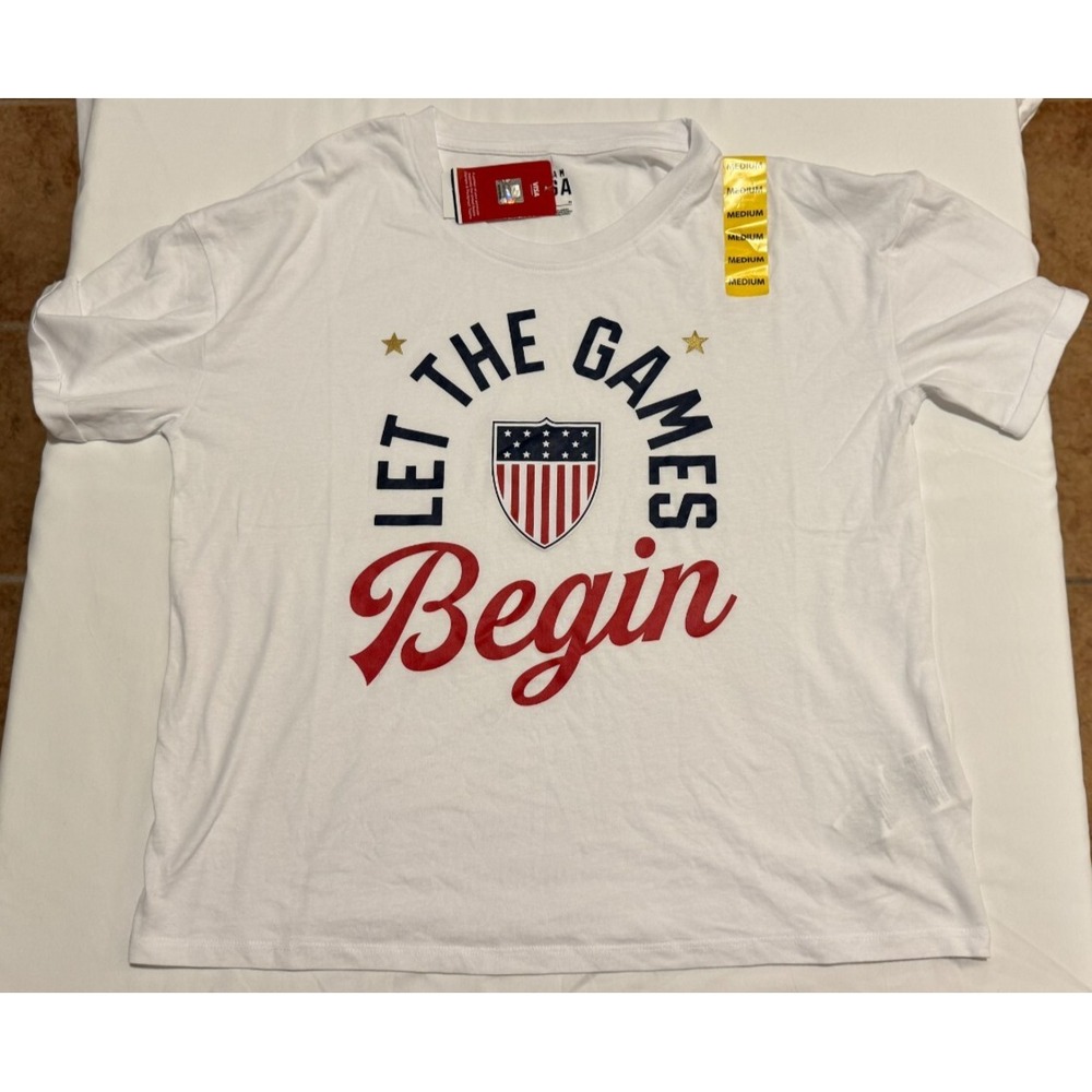 Team USA White Women's T-Shirt - Size M - New With Tags - 60% Cotton/40% Poly
